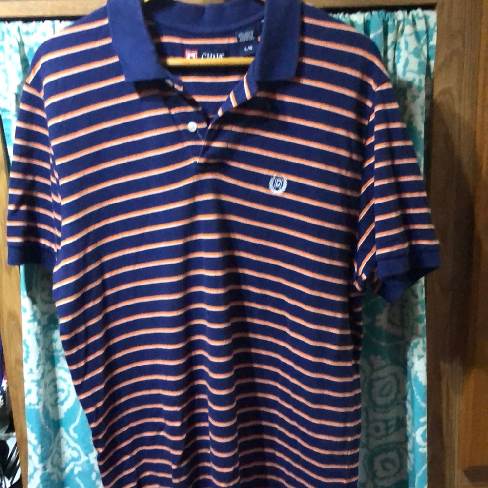 Chaps Navy and Orange Striped‎ Polo Shirt
